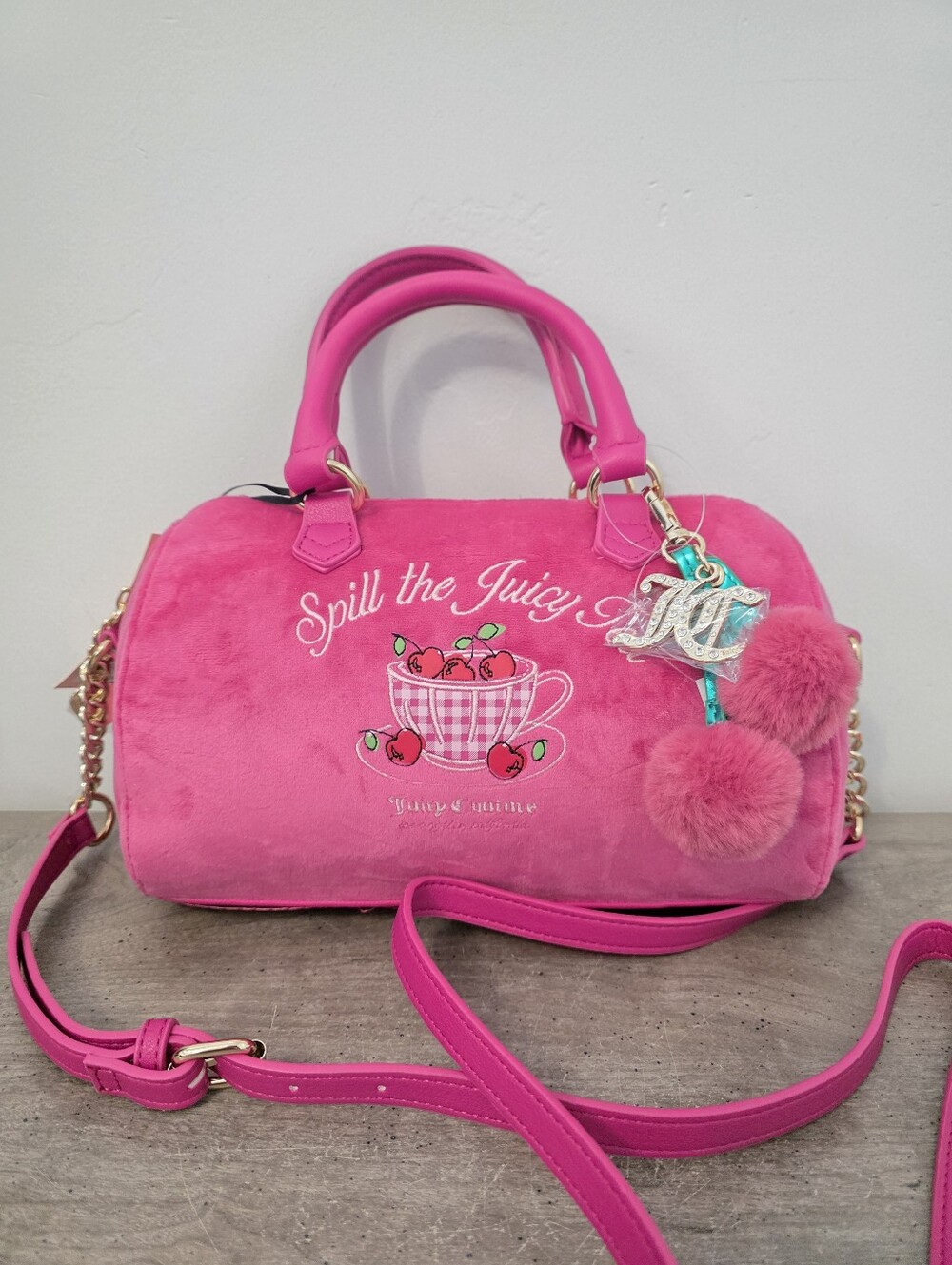 Juicy Couture Spill The Juicy Tea Pink Crossbody Bag Sweet tea party pink bag
